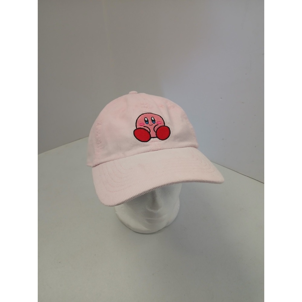 Kirby Holding Strawberry Hat Pink Strap Back Baseball Cap Nintendo Adjustable